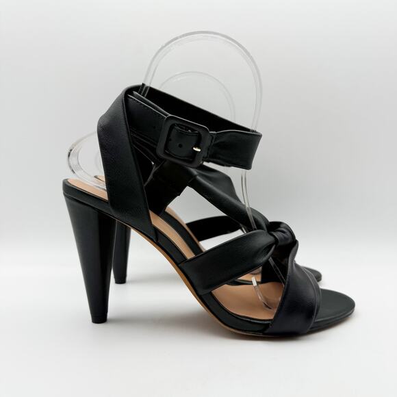 Joie Womens Celyn Heels US 7.5 M Black Leather Knot Ankle Strap NIB - Picture 3 of 12